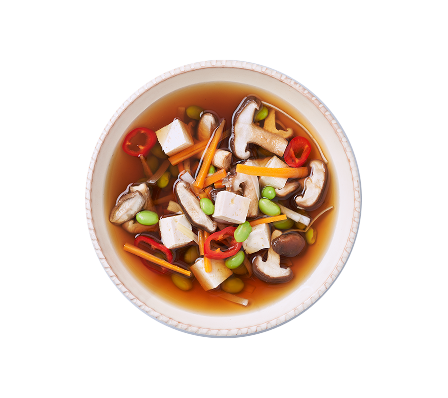 Miso Soup with Tofu, Lotus, Leek & Shiitake