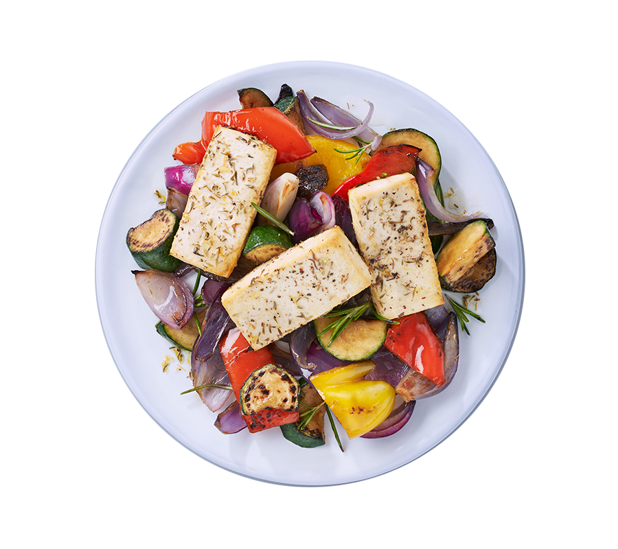 Tofu Baked with Roasted Vegetables